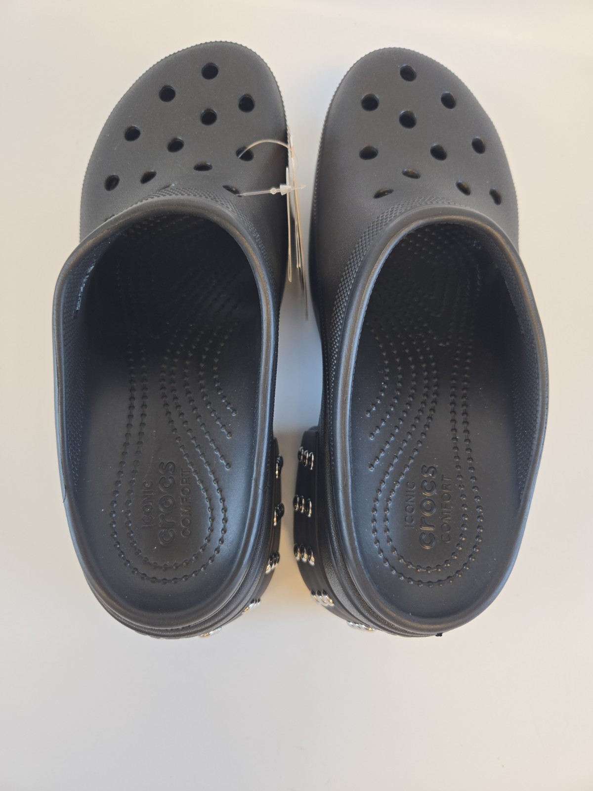 NIB Crocs Siren Studded Clog Black Platform High Heel Mule Women Size 10