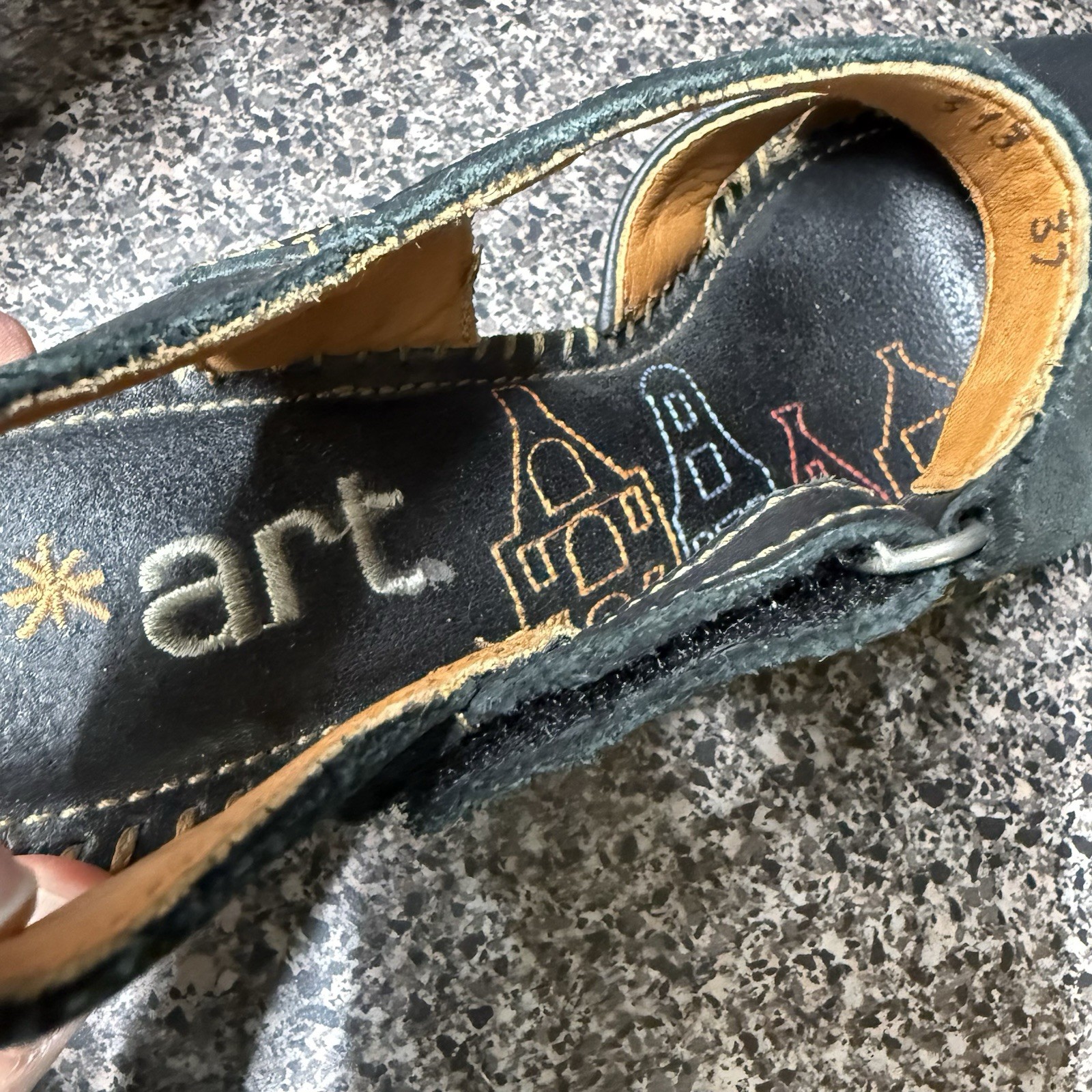 Art Women’s Leather Mary Jane Clog Heels Black EU 37 US 6.5 7 Wood Sole