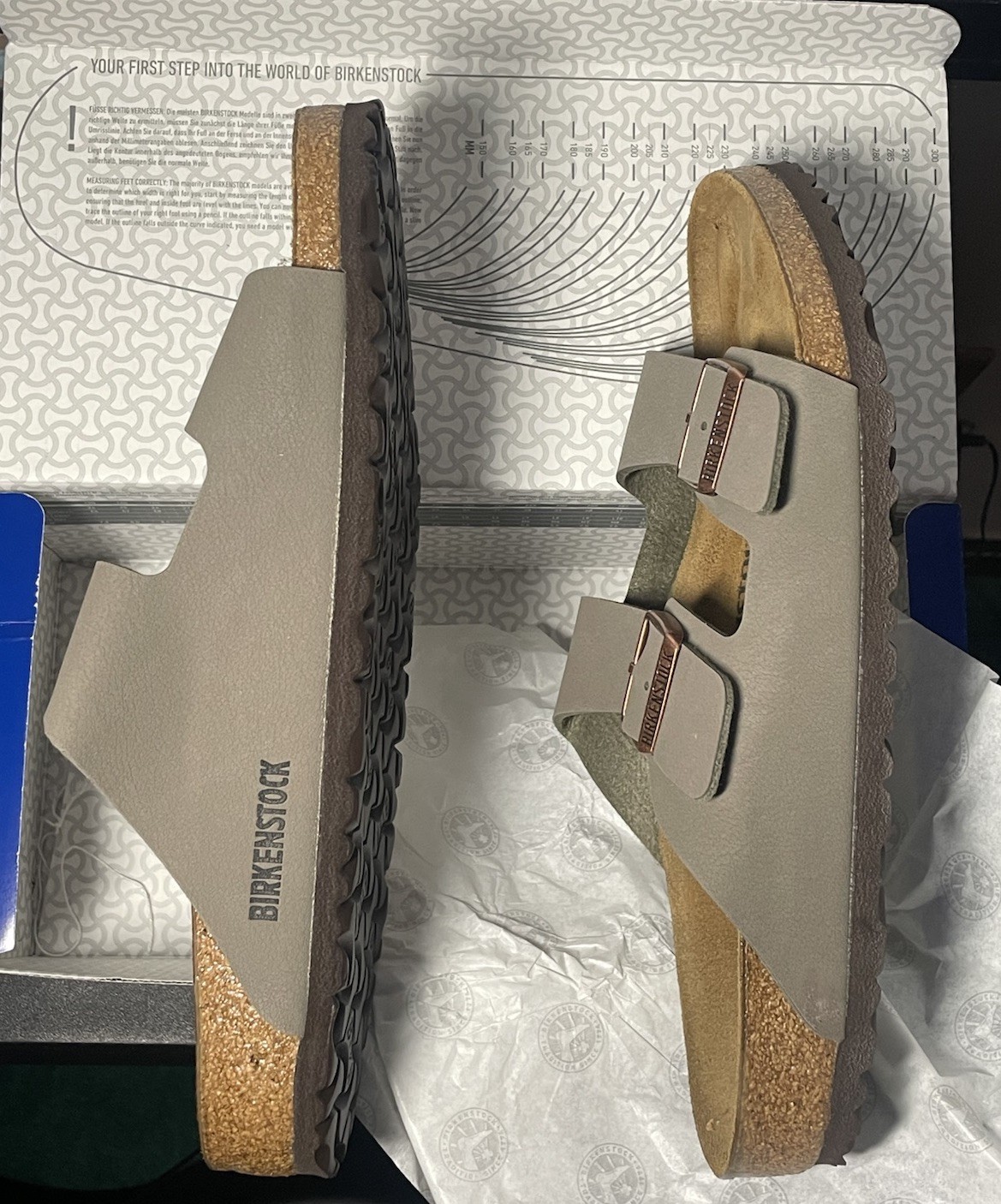 NEW w BOX Birkenstock Arizona Stone Birko-Flor Nubuck Sandals Sz 42 L11 M9 Reg