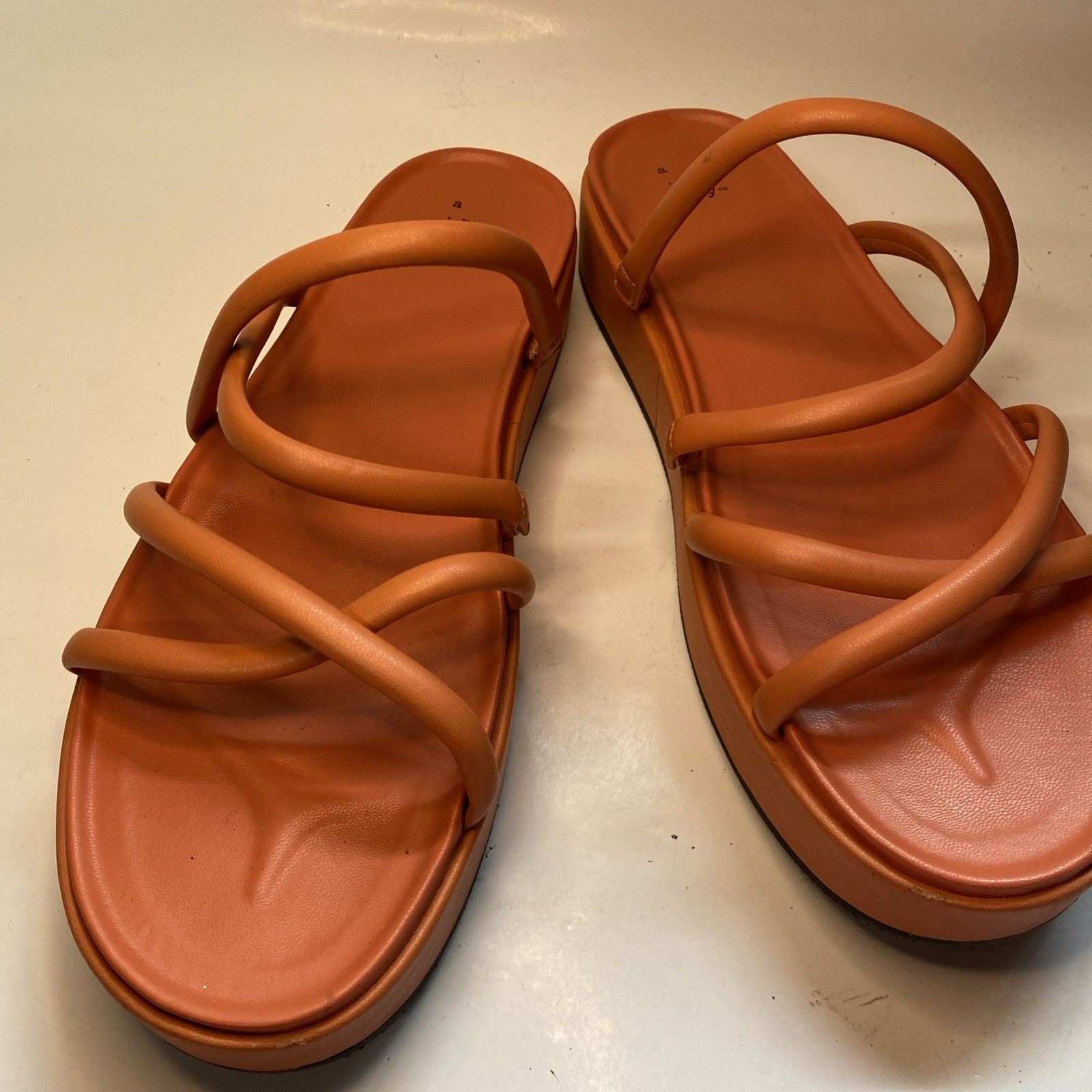 A New Day Dory Strappy Platform Sandals Apricot Orange Size 10. Excellent Cond.