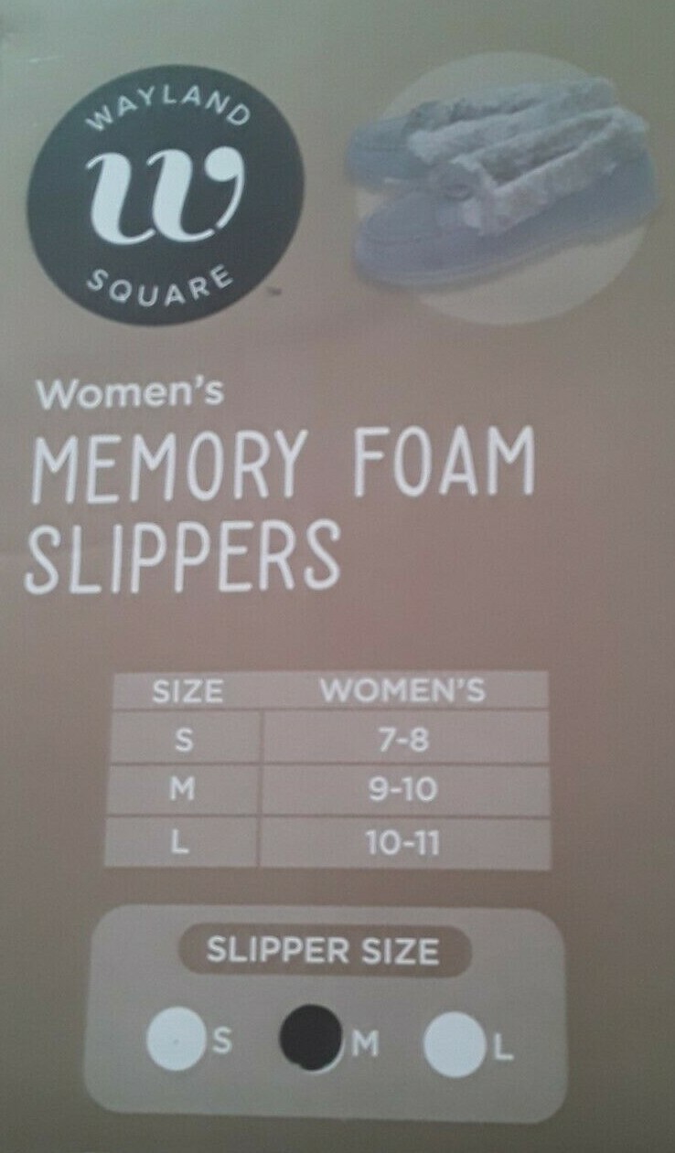 Slippers Womens Gray Faux Suede Fur Trim Memory Foam Size M 9/10 Wayland Square