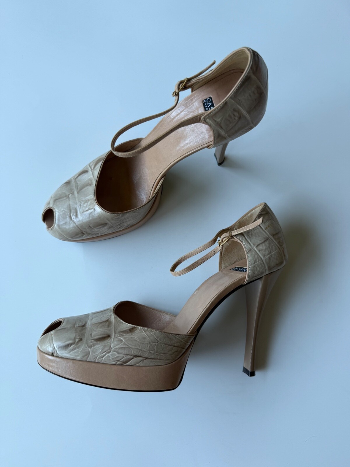 CASADEI Platform Ankle Strap High Heels Sz 7.5
