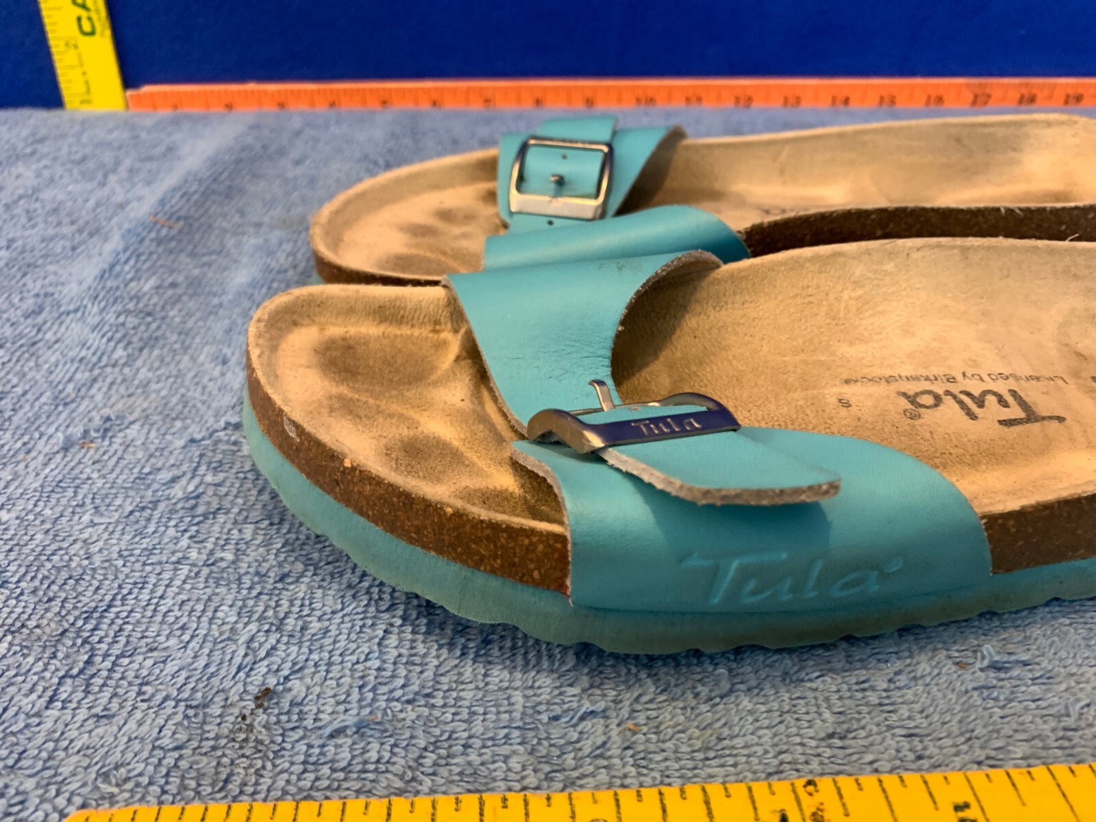 Tula By Birkenstock Madrid Slip On Sandals Slides Turquoise / Blue Size 39 us 8