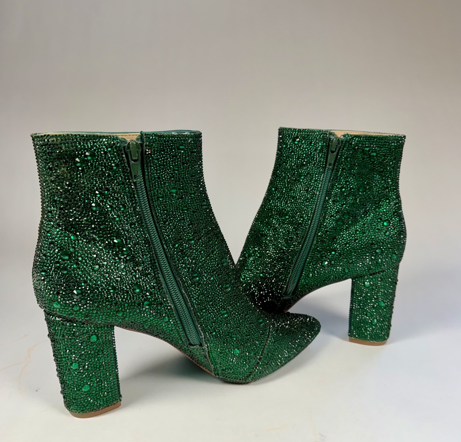 Betsey Johnson Emerald Green Cady Rhinestone Boots Women’s US 8.5 No Box