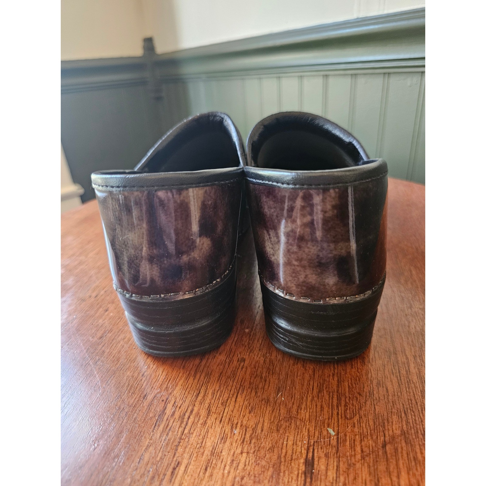 Dansko Professional Patent Leather Clogs Brown gray Marble Size 42 11.5-12