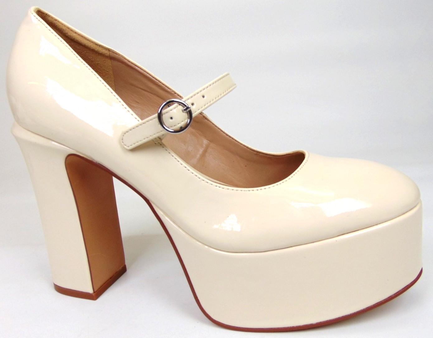 Mix No 6 Aaralyna Round Toe Buckle Platform Mary Jane Heels Women Size 7.5 Ivory