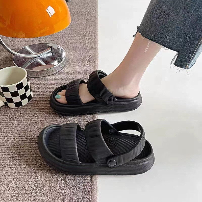 Fashion Casual Woman Two Wear Slippers Step Poop Flip-flops Platform Sandals