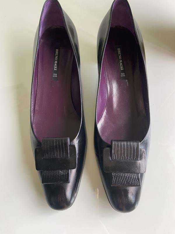 Women Bruno Magli Heels Black Leather 38.5 #M1AV