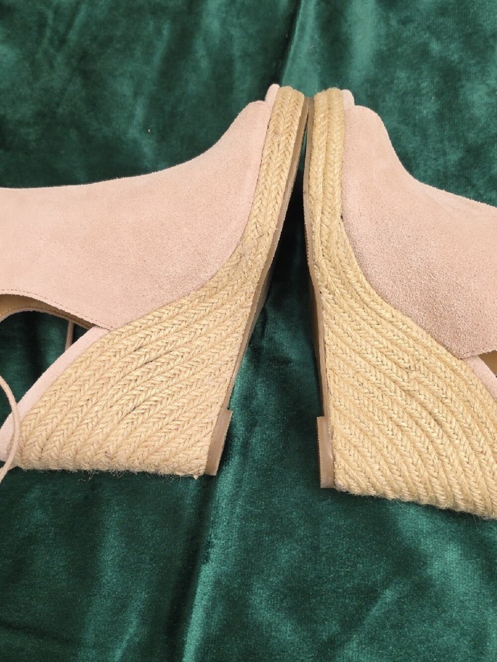 Laurie Felt Suede Lace-Back Peep-Toe Wedge Espadrille – Size – 8.5