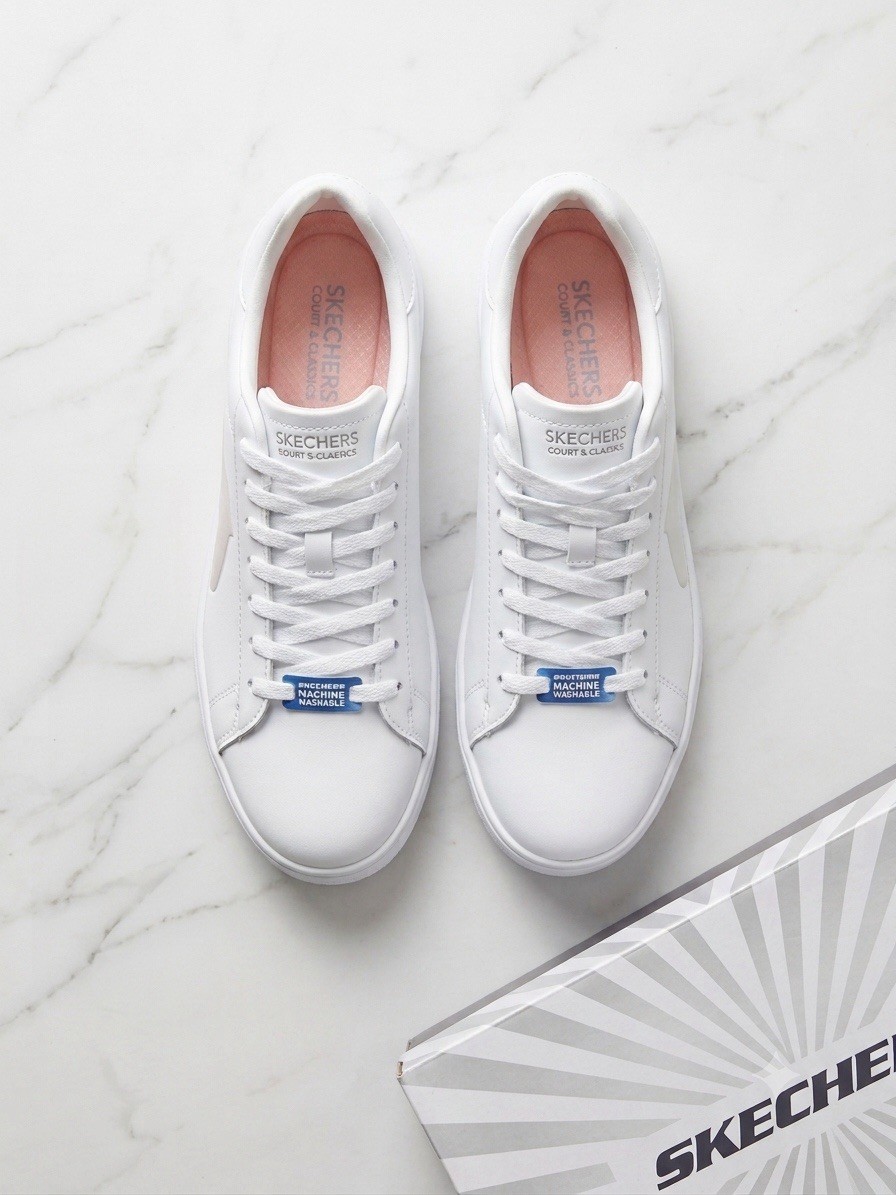 SKECHERS Court & Classics Eden LX White Low Top Sneaker Air-Cooled Memory Foam