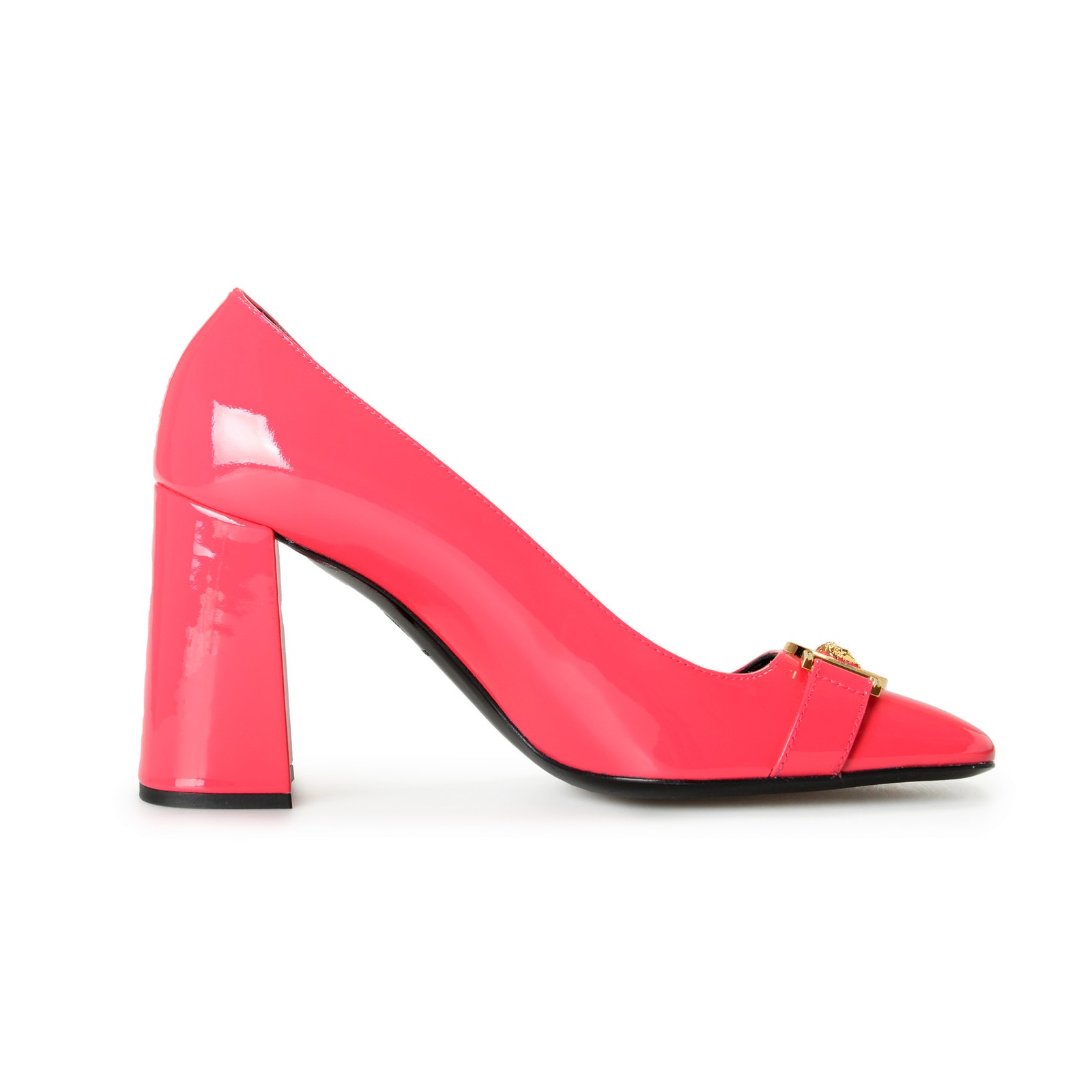 Versace Women’s Pink Gold Medusa Vernice Leather Heeled Pumps Shoes US 6 IT 36