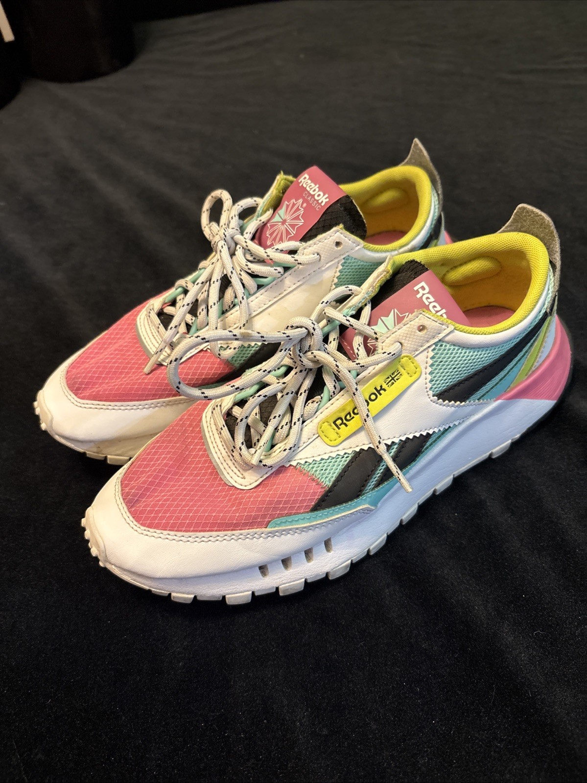 Reebok Legacy Running Shoes White Pink Green Black US Size 8