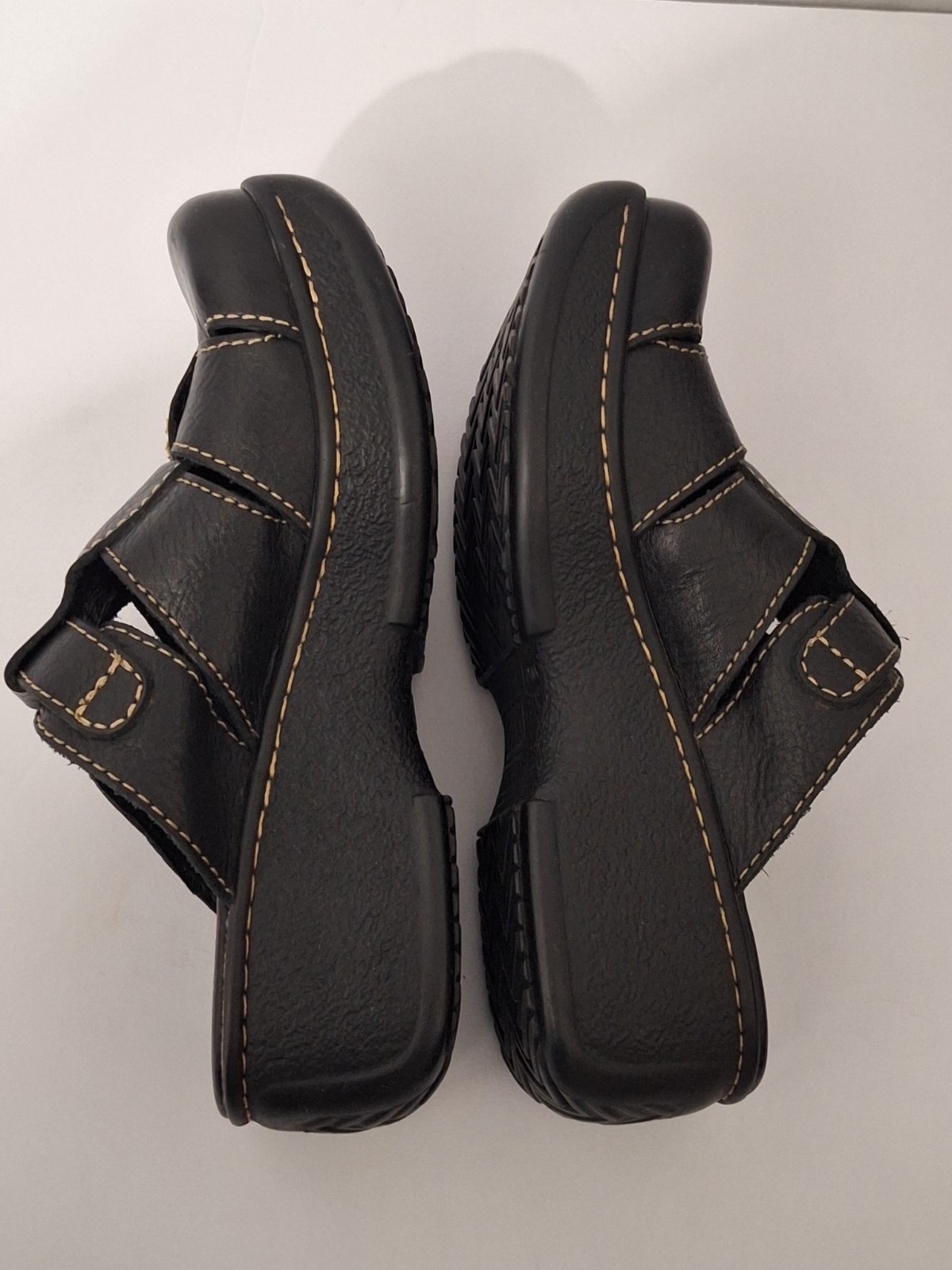Vintage MIA Yale Black Leather Clogs Mules Shoes Women’s 7.5M Platform Boho Y2K