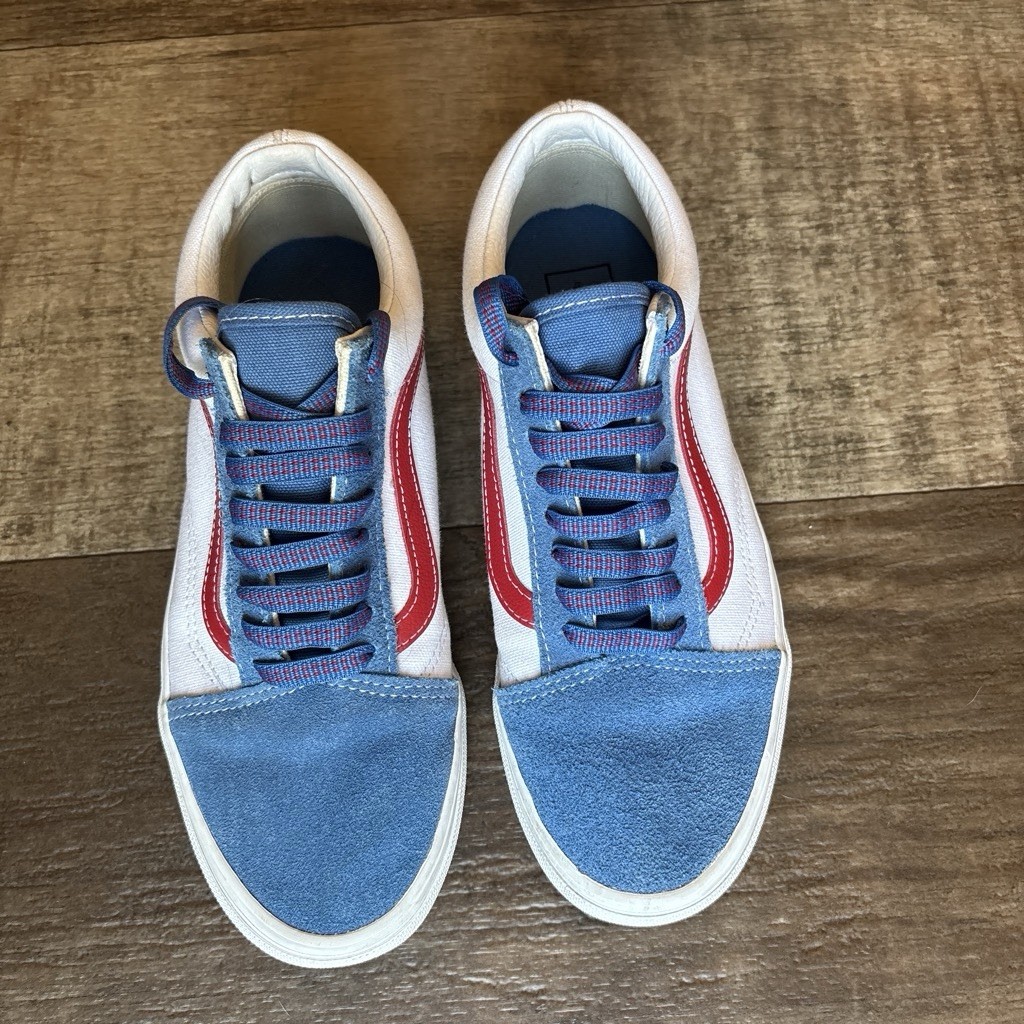 VANS Old Skool Women’s Low Top Sneakers Blue/White/Red 8.5