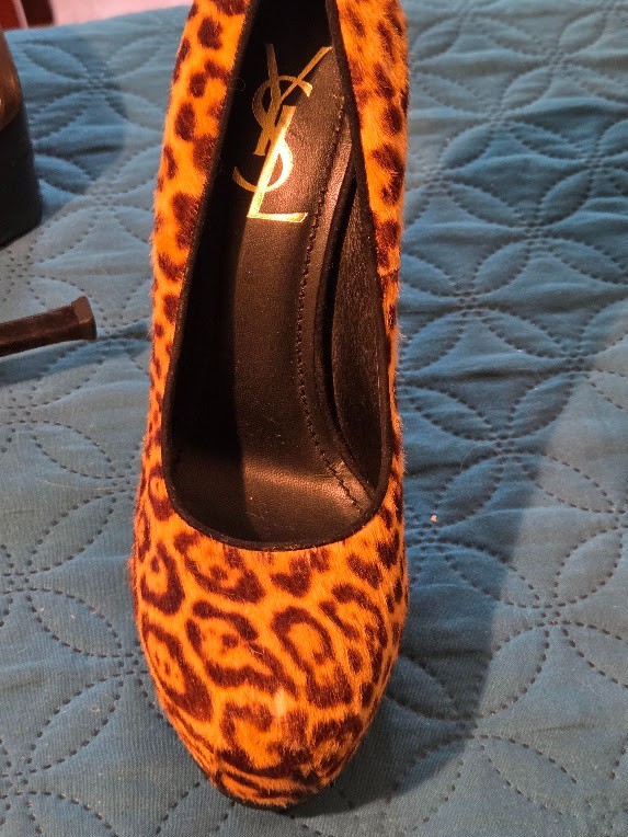 AUTHENTIC – YSL Yves Saint Laurent Leopard Calf Hair Tribtoo Platform Pump