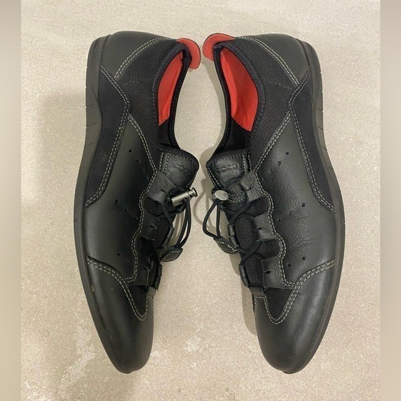 ECCO Bluma Women’s Toggle Black Leather Canvas Comfort Sneakers US 10 10.5 EU 41