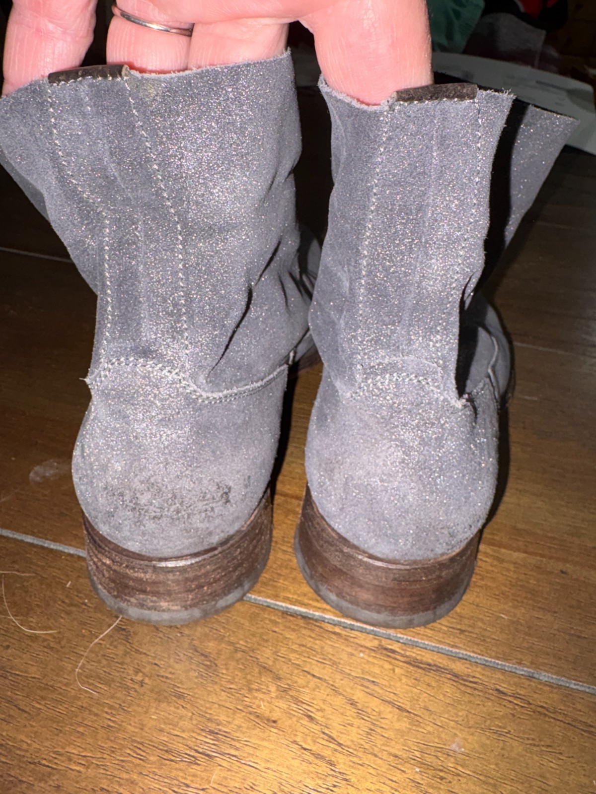 N.D.C. SILVER METALLIC LEATHER SLOUCHY BOOTS EXCELLENT MADE BY HAND 37 US 7