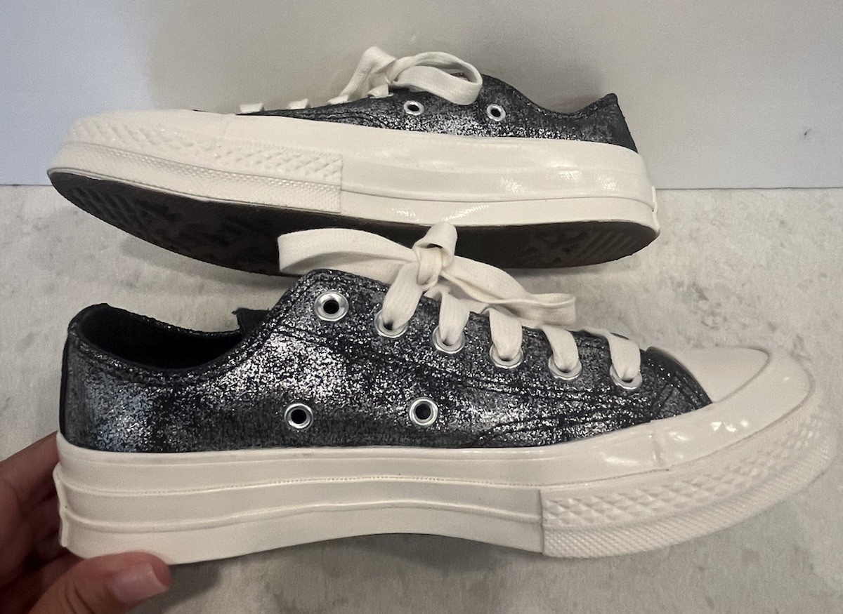 NEW Converse Chuck Taylor 70 Ox Sneakers Sparkly Dark Silver Black 7 women 5 men