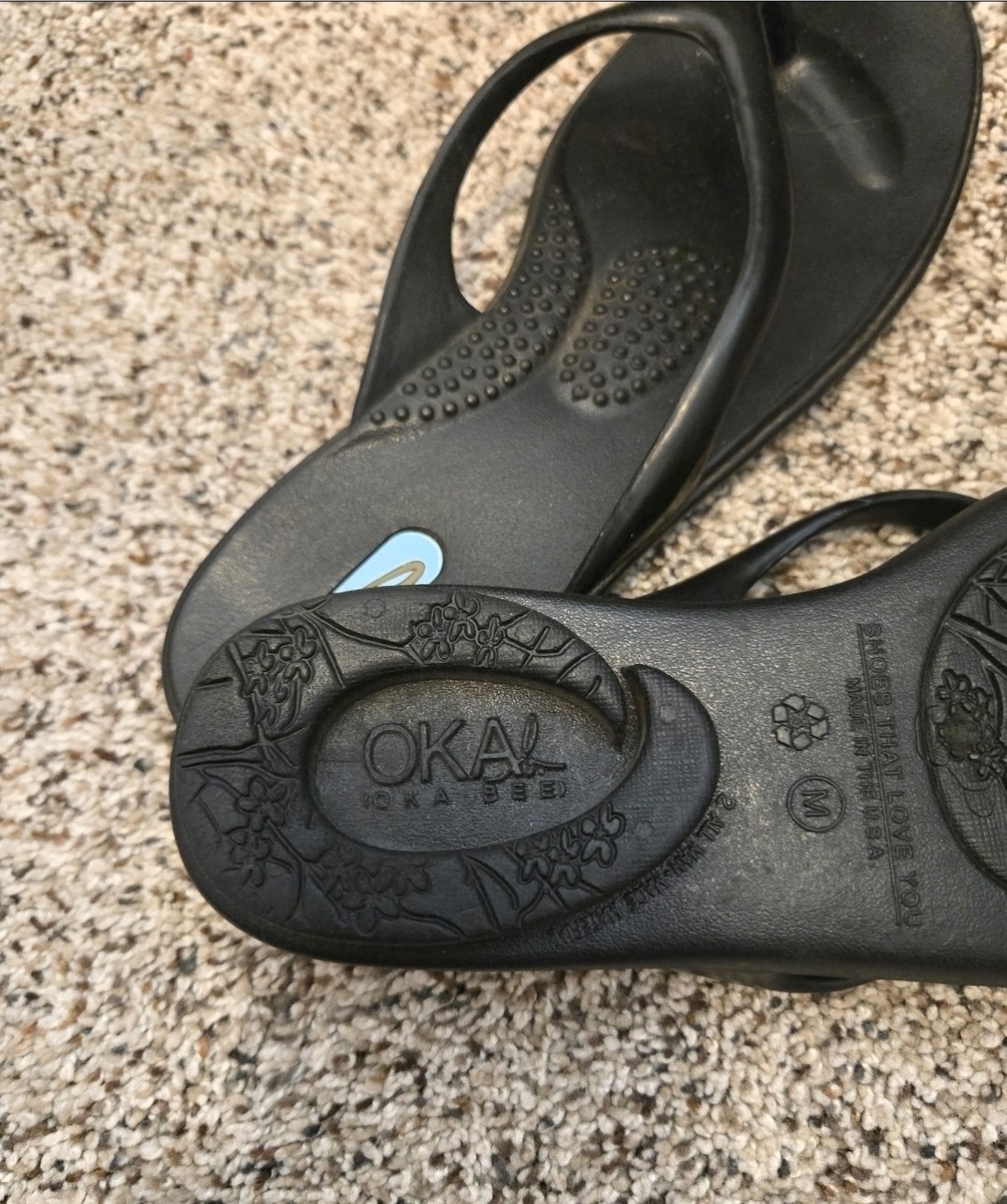 Oka-B Millie Ergonomic Women’s Black Flip Flop Sandals Med 8.5-9.5