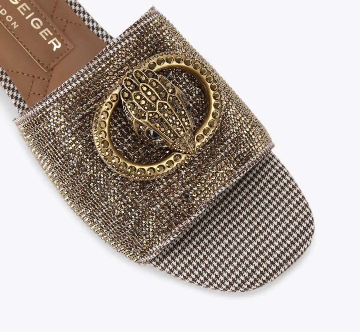 KURT GEIGER LONDON CHELSEA FLAT SANDAL GOLD EU 42 –
