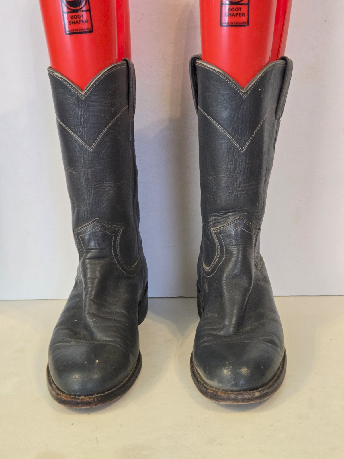Women’s JUSTIN L3056 USA Gray Western Leather Roper Boots Sz 6 B