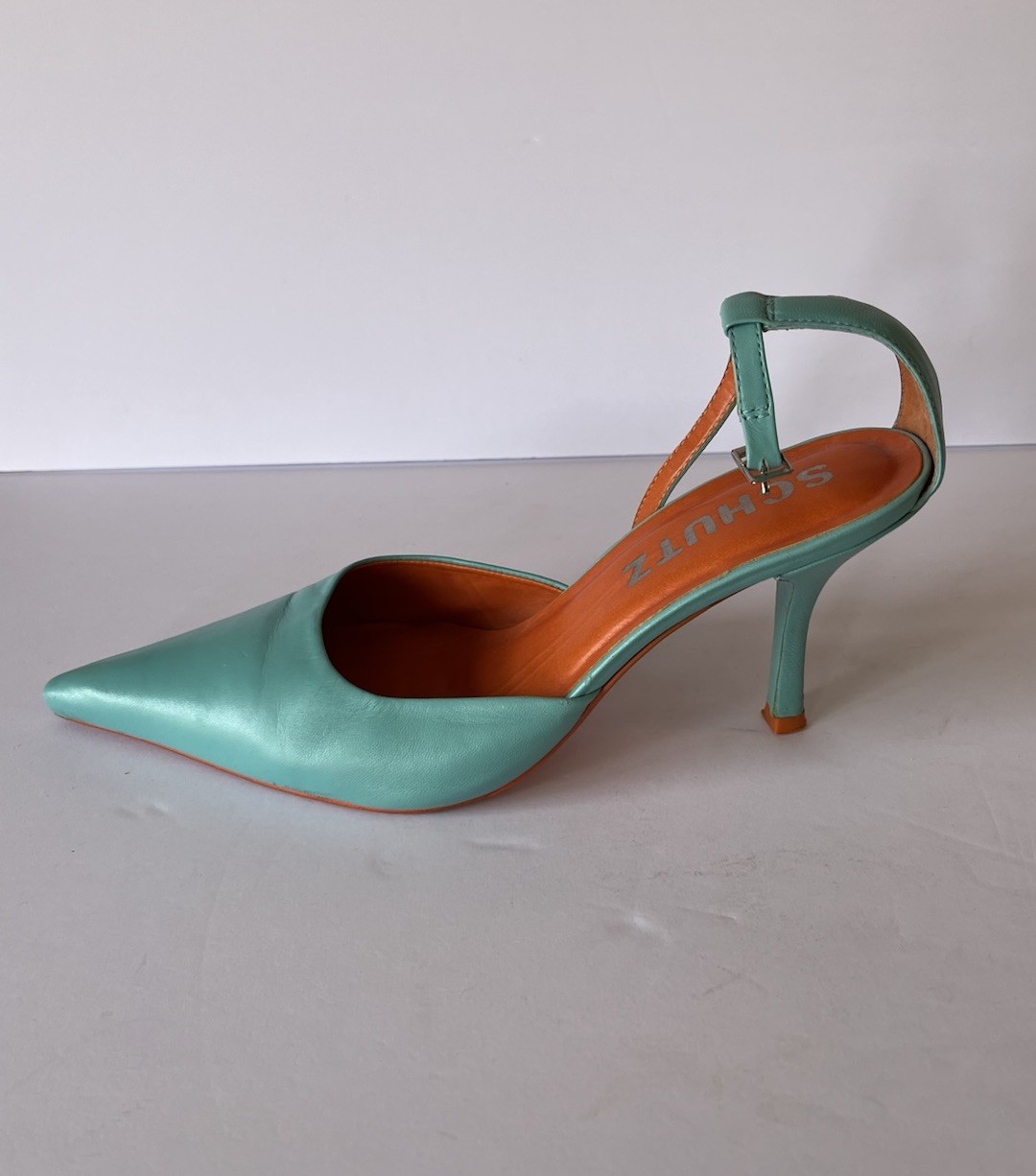 Anthropologie Schutz Women’s Heels Size 9 B Leather Turquoise Made in Brazil