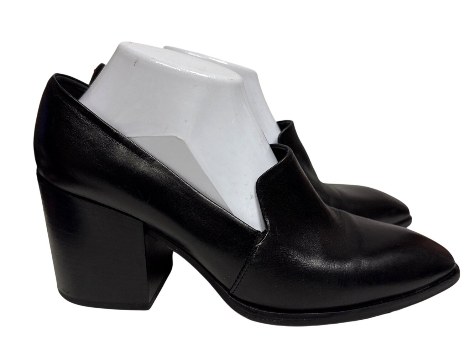 Aeyde Allyson Women’s Heeled Loafer Black Leather Calfskin Italy EU 41 10.5 Flaw