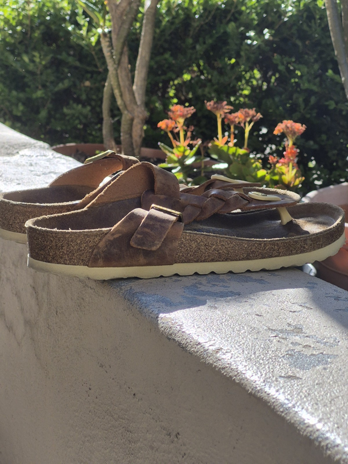 Birkenstock Brown Leather Gizeh Braided Oiled Thong Women’s Sandals 38/8