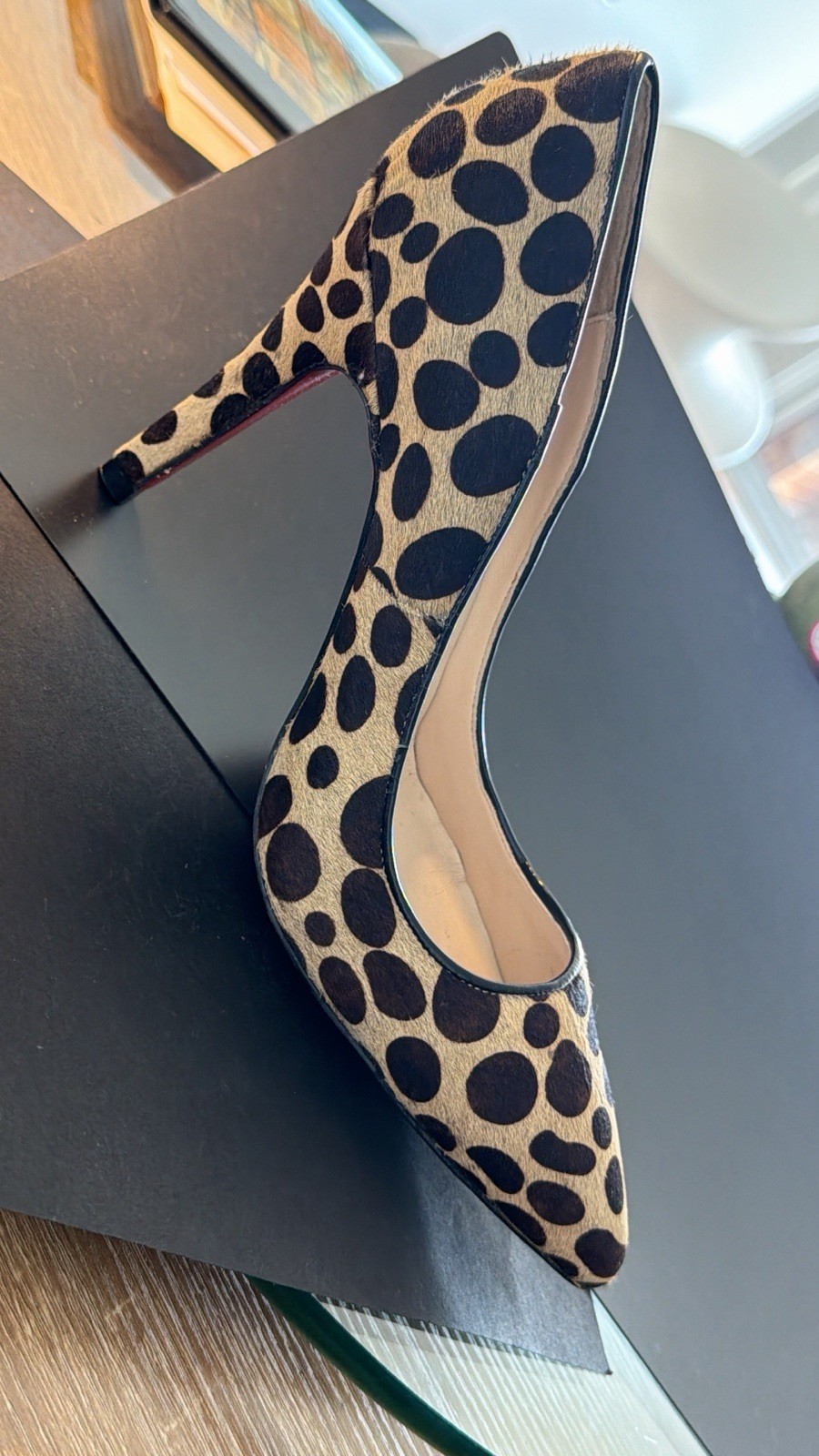Christian Louboutin Kate Leopard Pony Hair Heels 42 Pumps Red Sole Made In Italy