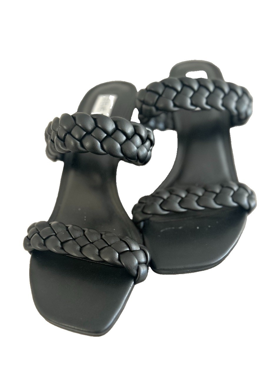 Steve Madden Prema Braided Black Kitten Heel Mules New Without Box Womens 7