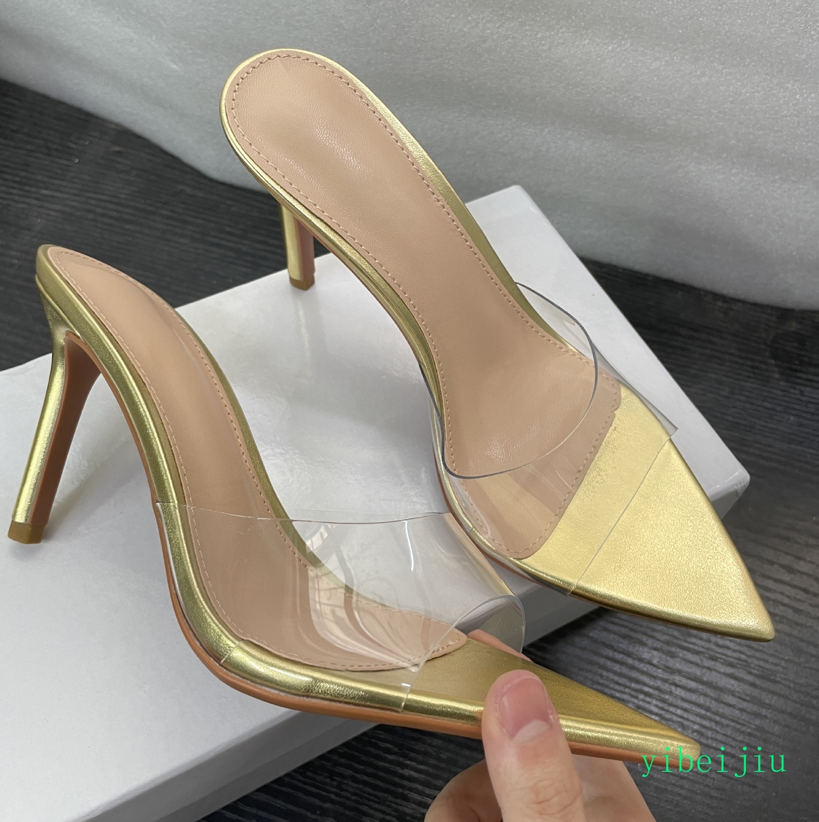 Women’s Open Pointed Toe Mules Slides Clear Party Evening Sandals Shoes Slippers