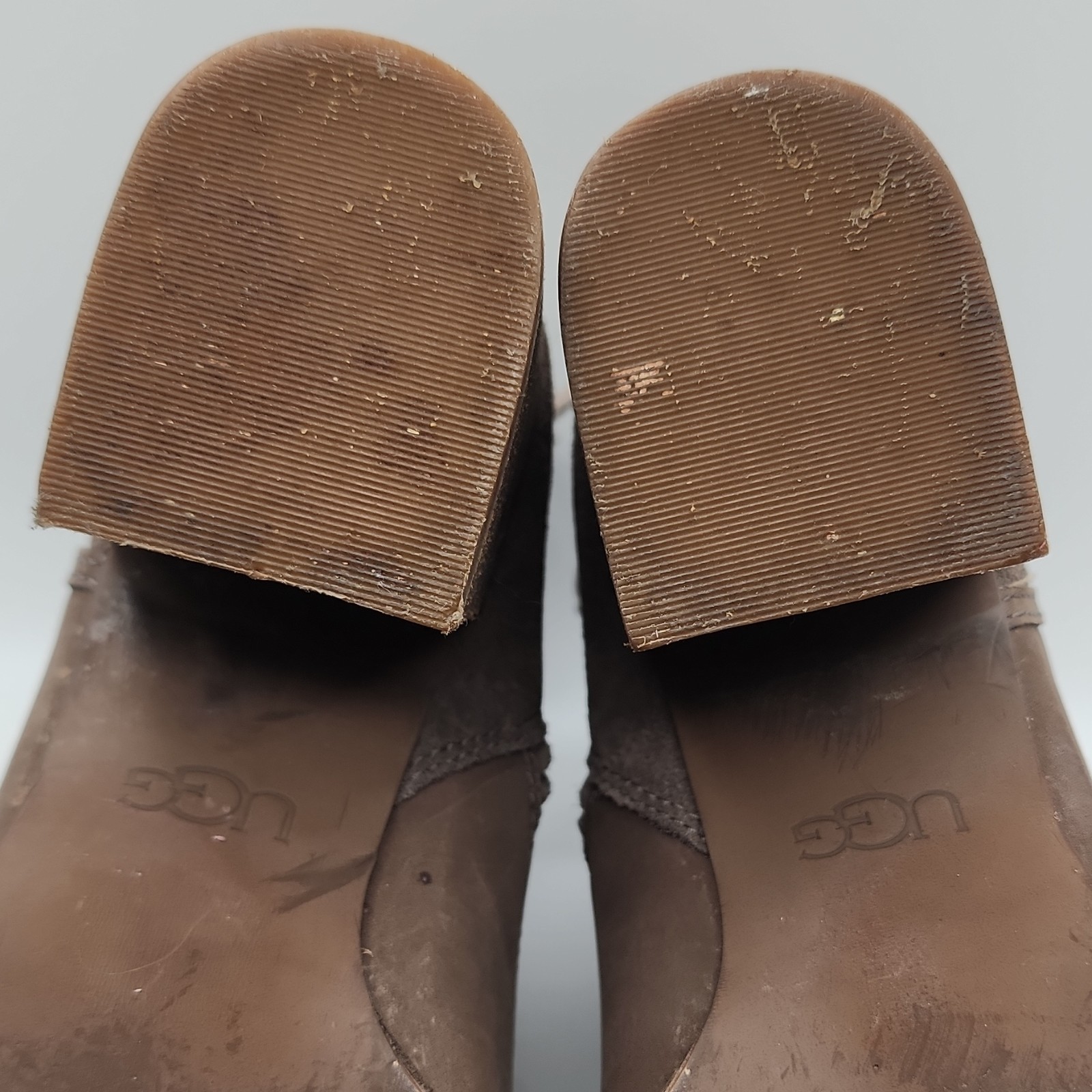 UGG Womens 8 Brown Suede Shearling Lined Faux Fur Trim Ankle Boots 1104863