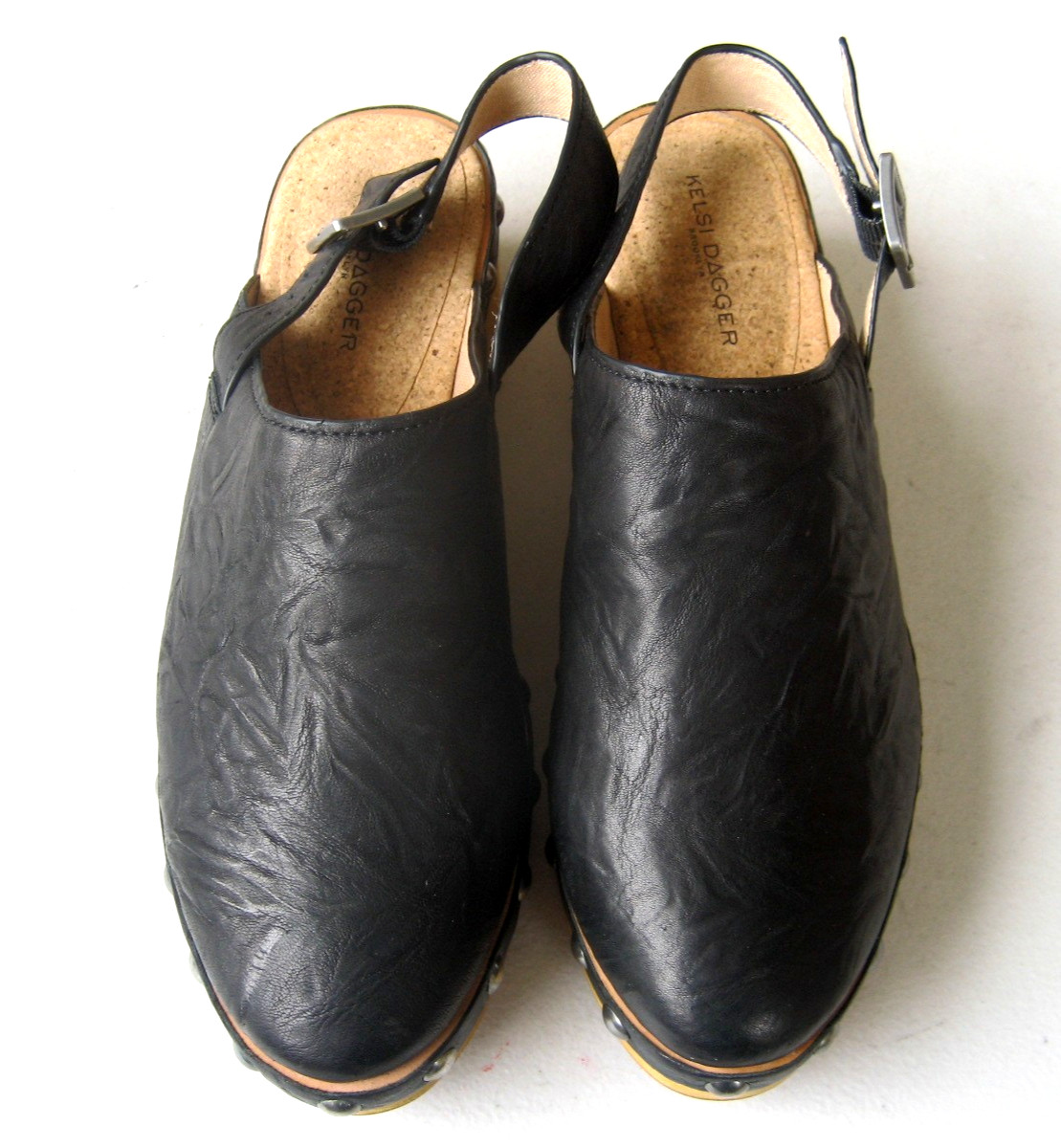 NEW Womens Kelsi Dagger Warehouse Slingback Black Leather Clogs Shoes size 8.5