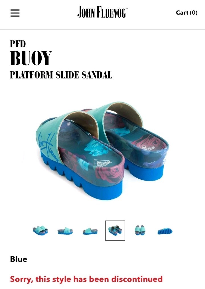 JOHN FLUEVOG signed platform teal and blue slide sandal shoes BUOY SIZE 10. EUC!
