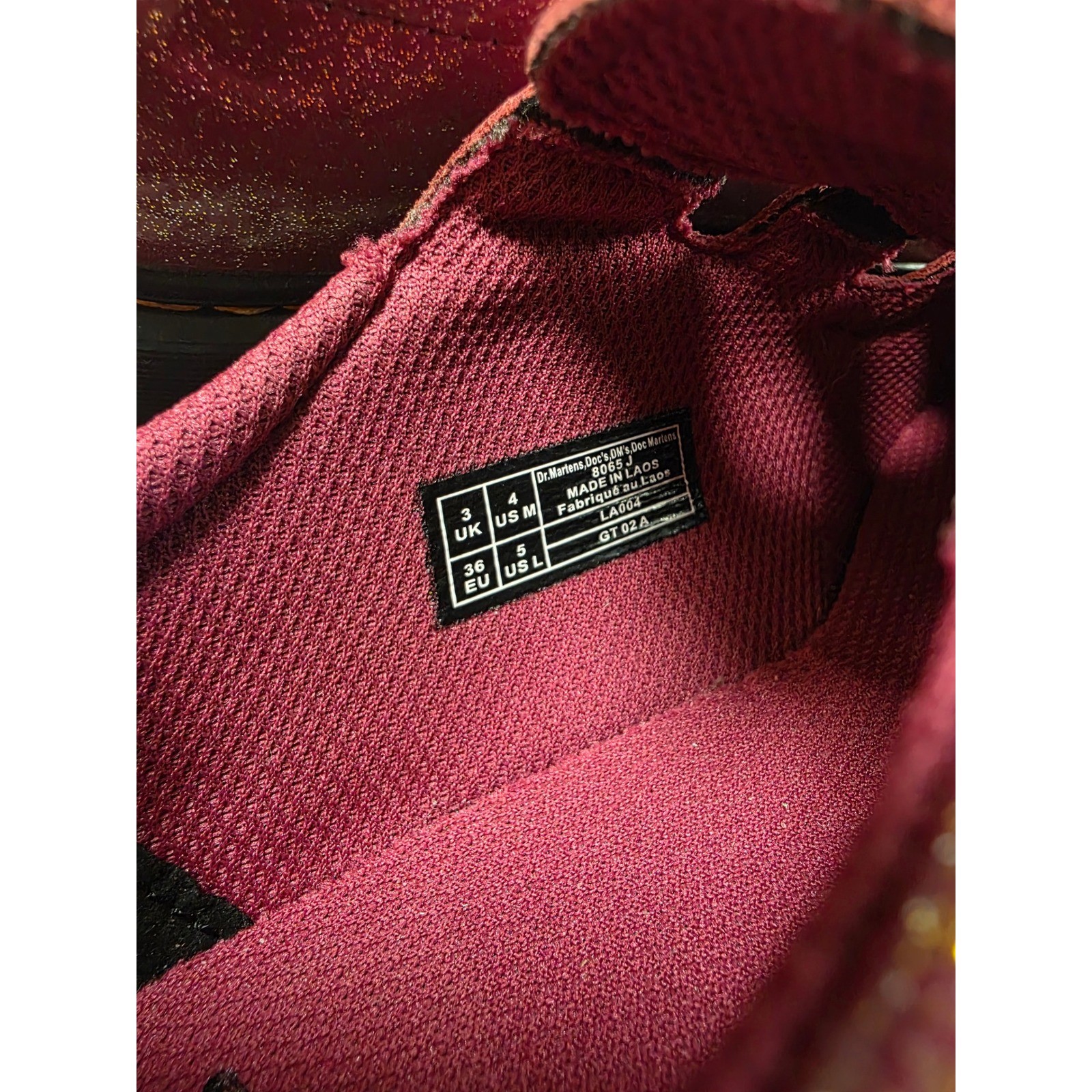 Dr. Martens 8065 J Pink Glitter Patent Leather Mary Jane Shoes Size US 5L EU 36