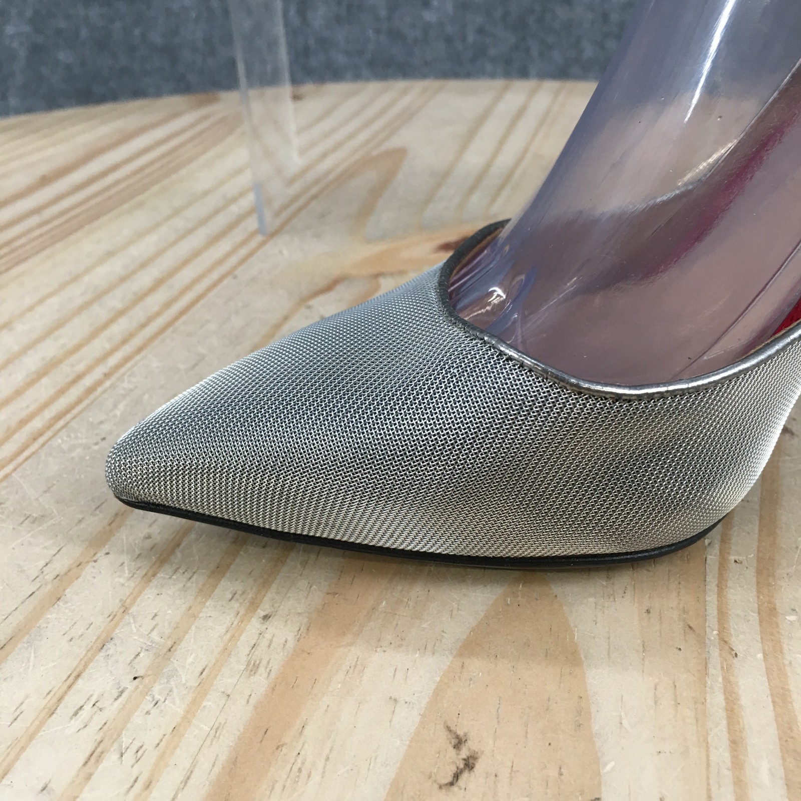 Enrico Cuini Dress Heels Womens 37.5 Slip On Pointed Toe Stiletto Pumps Silver