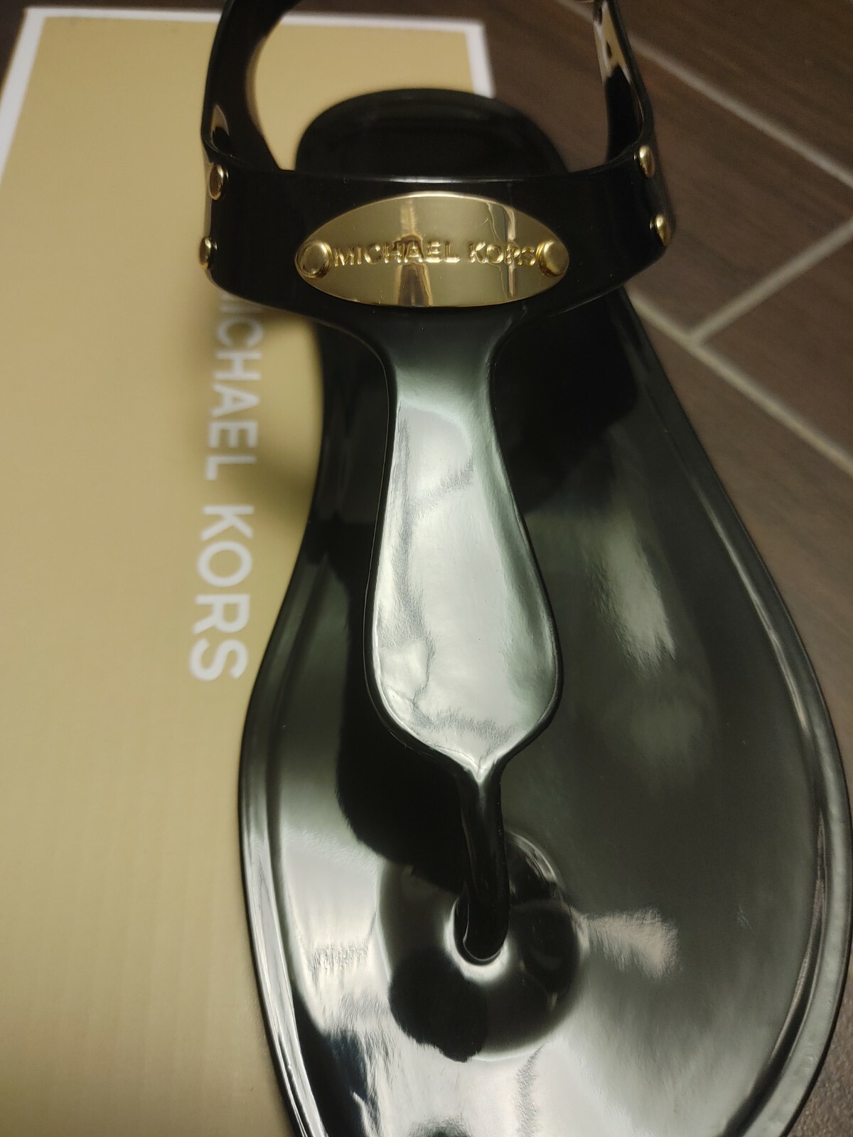 MICHAEL KORS Jelly Thong Sandal MK logo Plate CHOOSE COLOR & SIZE brand new PVC