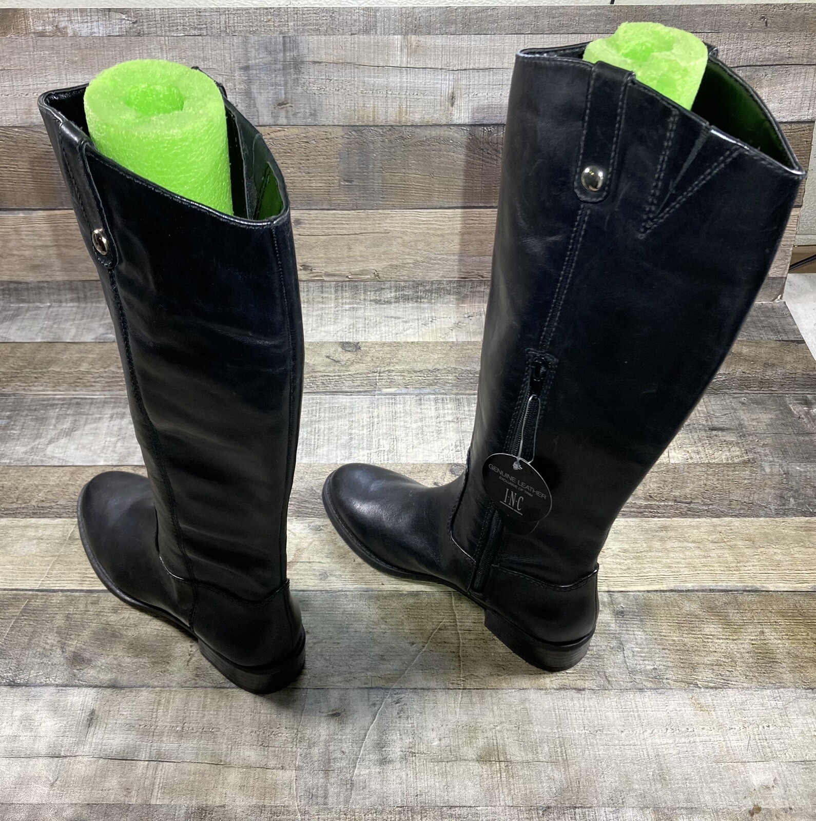 INC International Concepts Fawne Black Leather Knee High Boots Women’s US 6 M