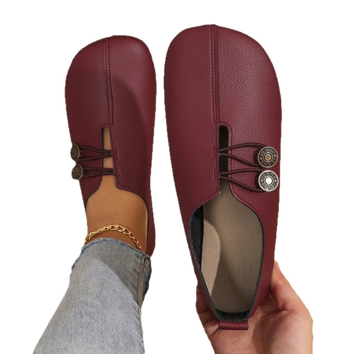 Women Soft Leather Slip On Flats Round Toe Comfortable Casual Daily Shoes Summer