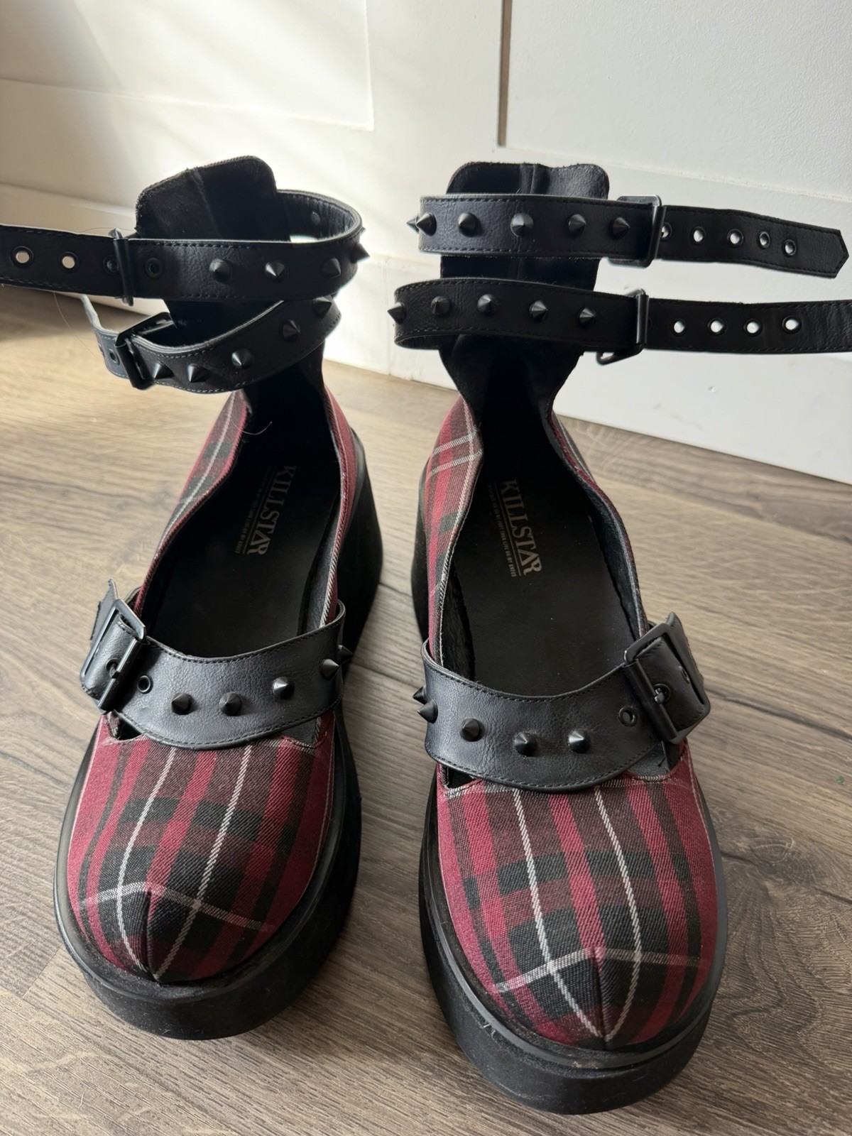 Killstar Bloody Maryjane’s Blood Tartan Size 10 As Is Check Pictures