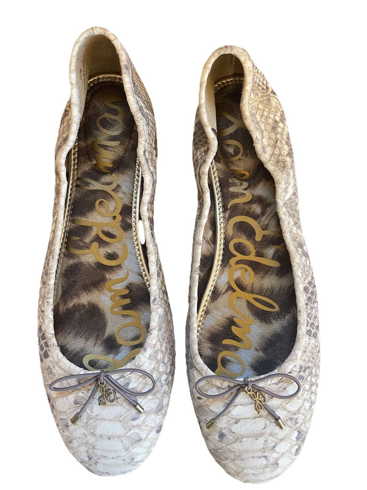 Sam Edelman Women’s NEW Felicia Snakeskin Ballet Flats US 12M Suede Neutral