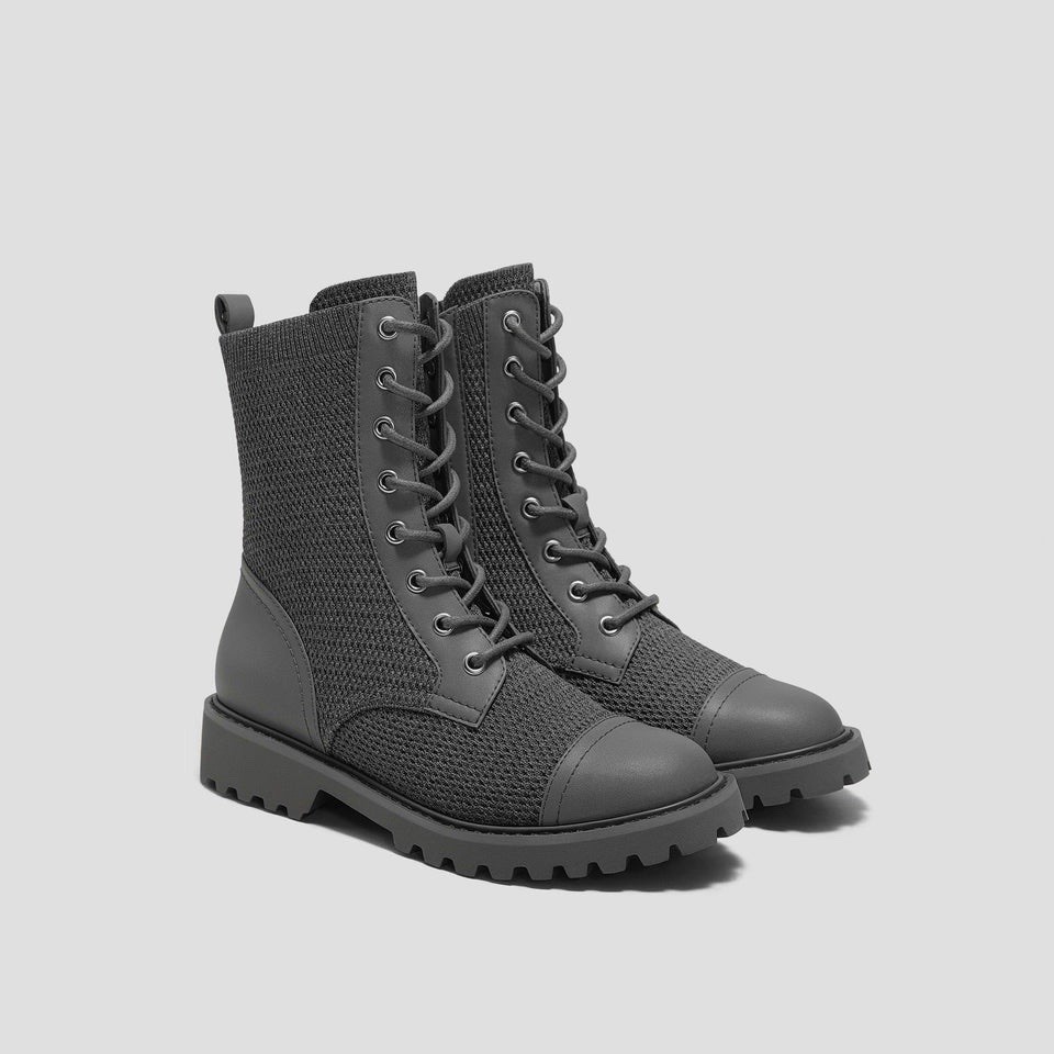 Vivaia Florence Chunky Combat Boots 9.5 Gray Water Repellent Lace Up