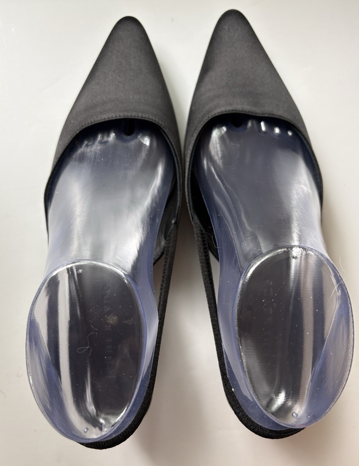 JENNI KAYNE Black Satin Kitten Heel Shoes Sandals 38 New No Box