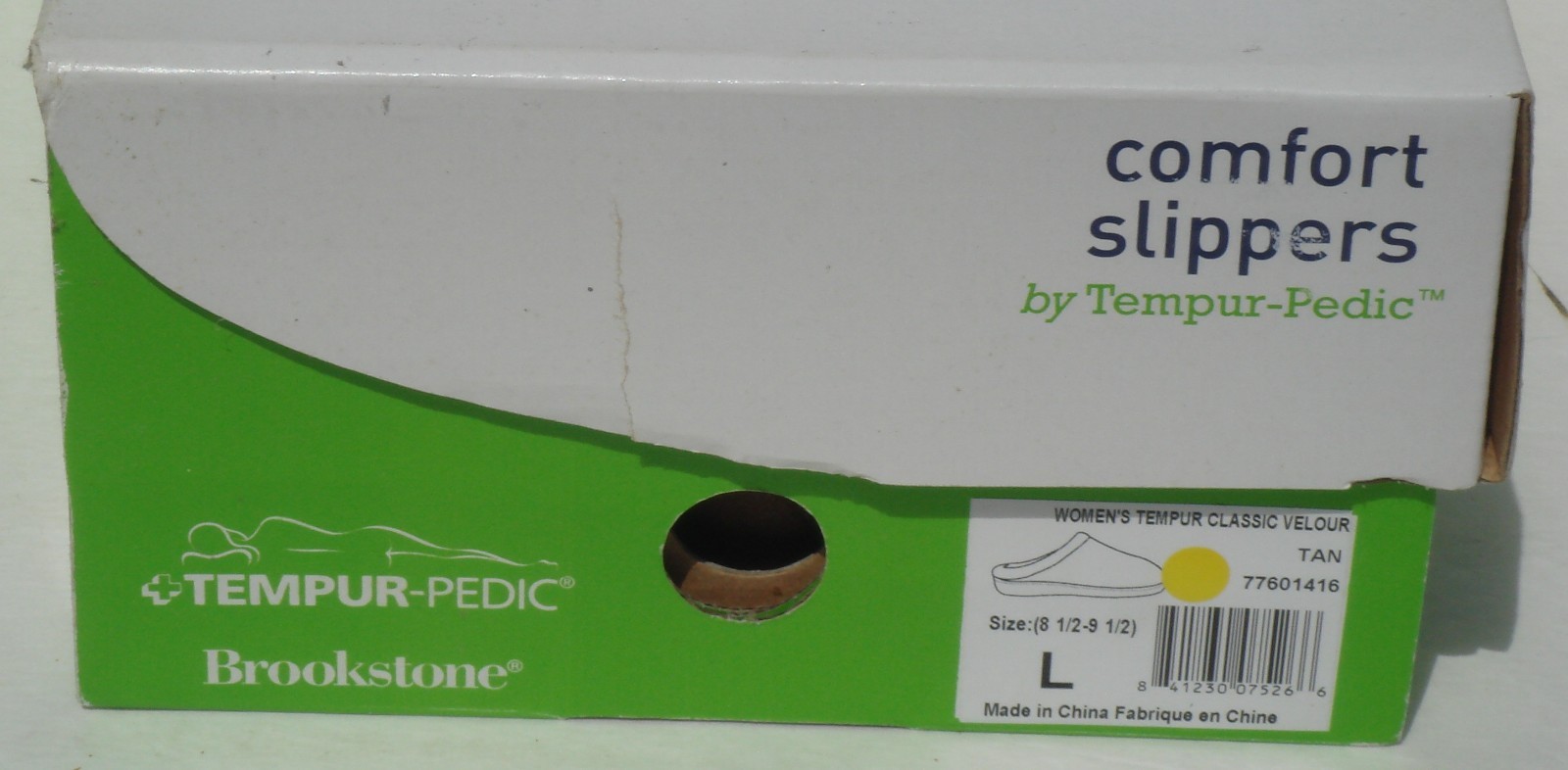 TEMPUR-PEDIC Women’s BROOKSTONE Pressure Reliving Slipper Velour Tan L 8.5-9. 5