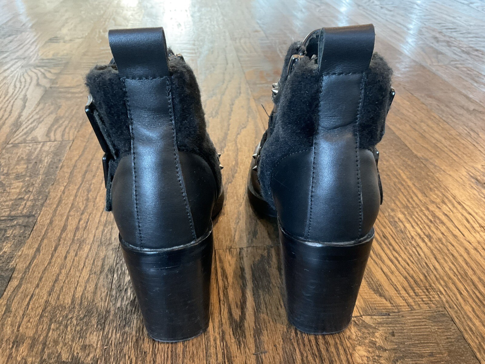 Kelsi Dagger Brooklyn Black Studded 3″ BlockHeel Ankle Boots Women’s US Size 6.5