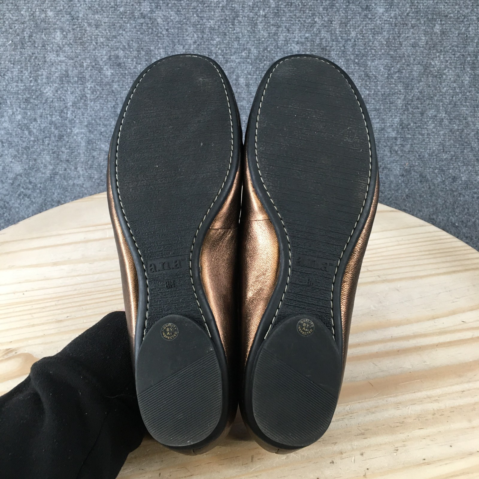 ANA A New Aproach Shoes Womens 8 M Casual Slip On Ballet Flats Bronze Leather
