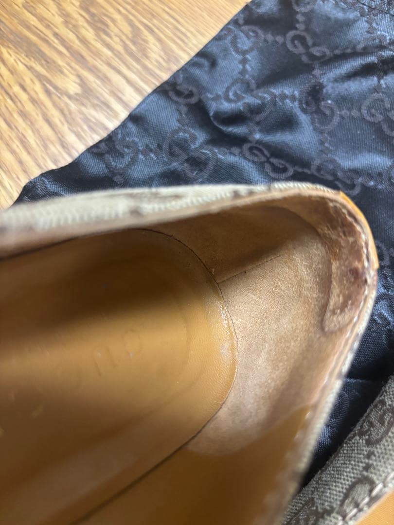 GUCCI Pumps 23cm Beige GG Canvas Leather Square Toe High Heels