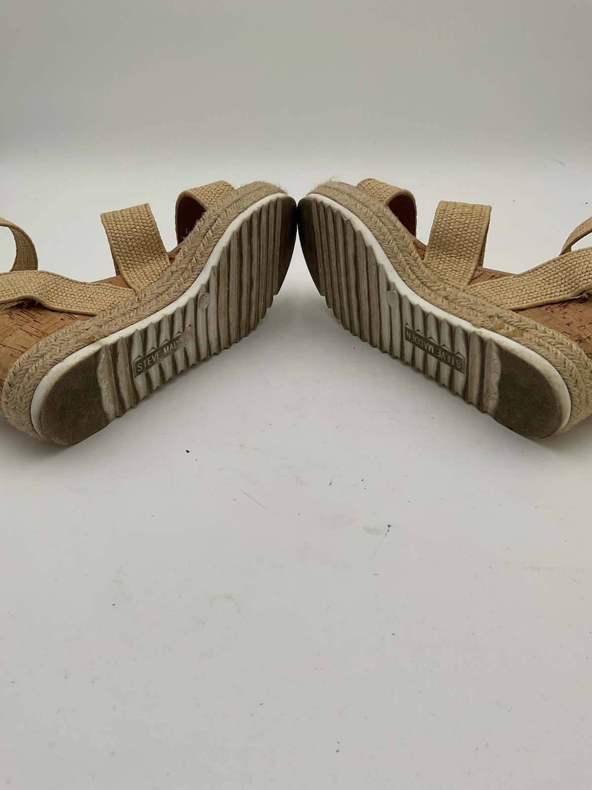 Steve Madden Sandals Womens 8.5 Kimmie Ankle Strappy Platform Espadrille Beige