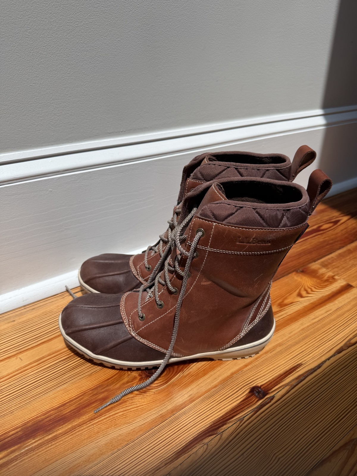 LL Bean Boots Womens 10M Brown Leather Waterproof Winter Maine USA
