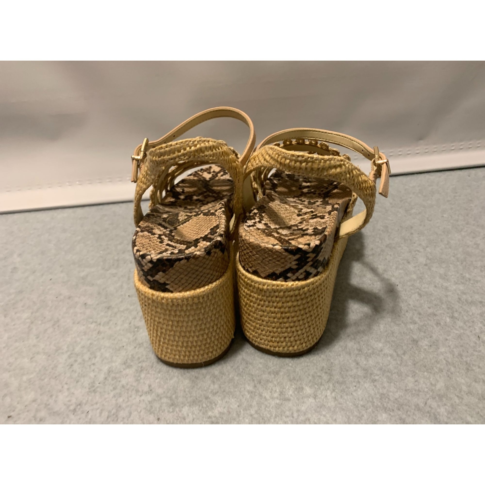 Jessica Simpson Womens Size 8 M Espadrille Platform Rattan Wicker Wedge 2.5 in H